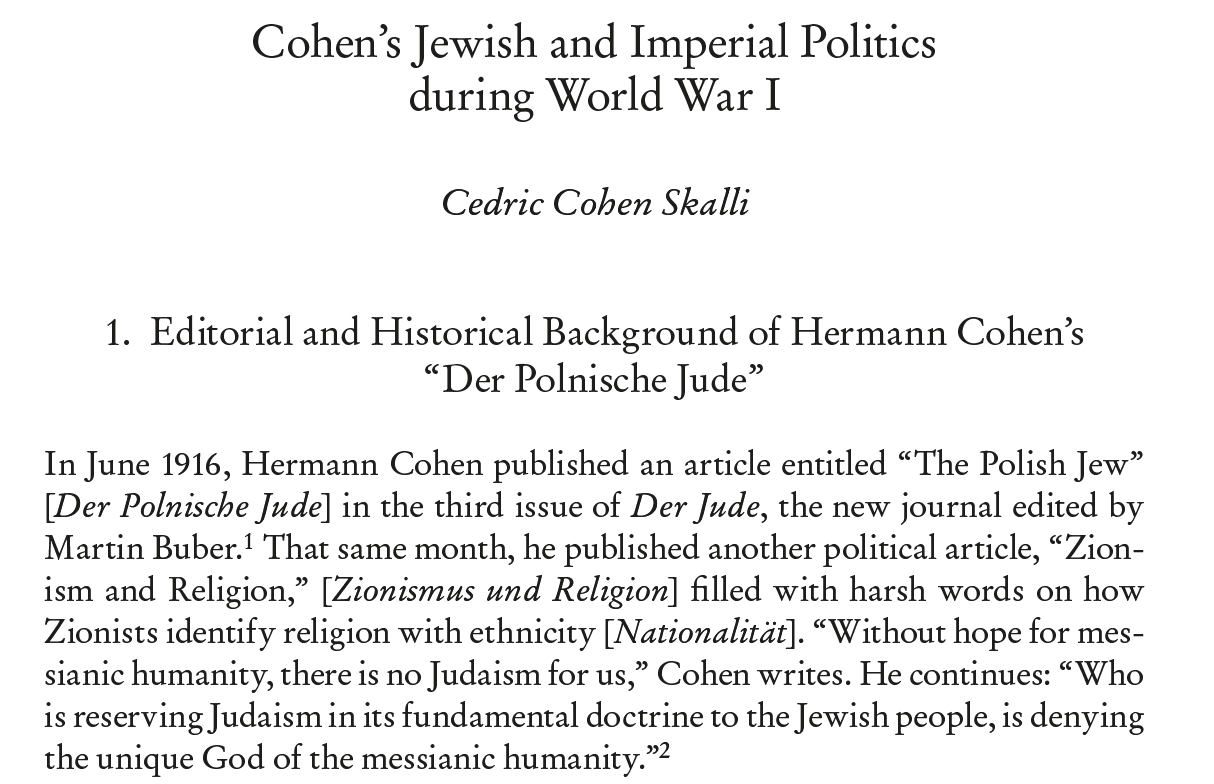 You are currently viewing Cohen Skalli, Cedric (2021): Hermann Cohen’s Jewish and Imperial politics during World War I