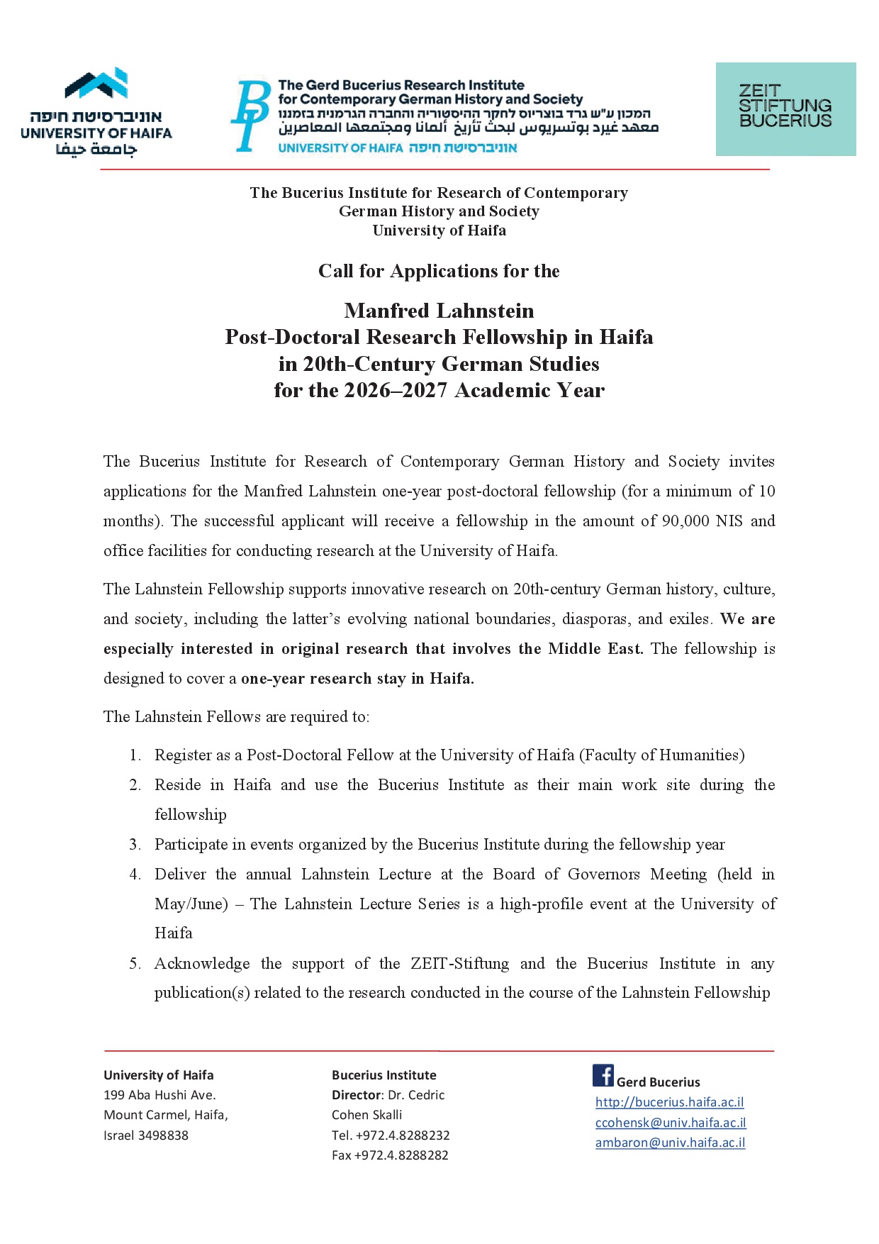 Read more about the article Call for Applications – Manfred Lahnstein Post-Doctoral Fellowship at the Bucerius Institute, 2026-2027